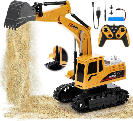 Remote Control Excavator RC Diggers for Boys Girls, 9 Channel Fully Functional Excavator Toy