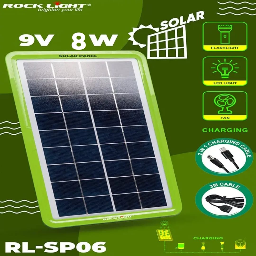 Rocklight RL-SP06 (9V 8W) High-Capacity Portable Solar Panel