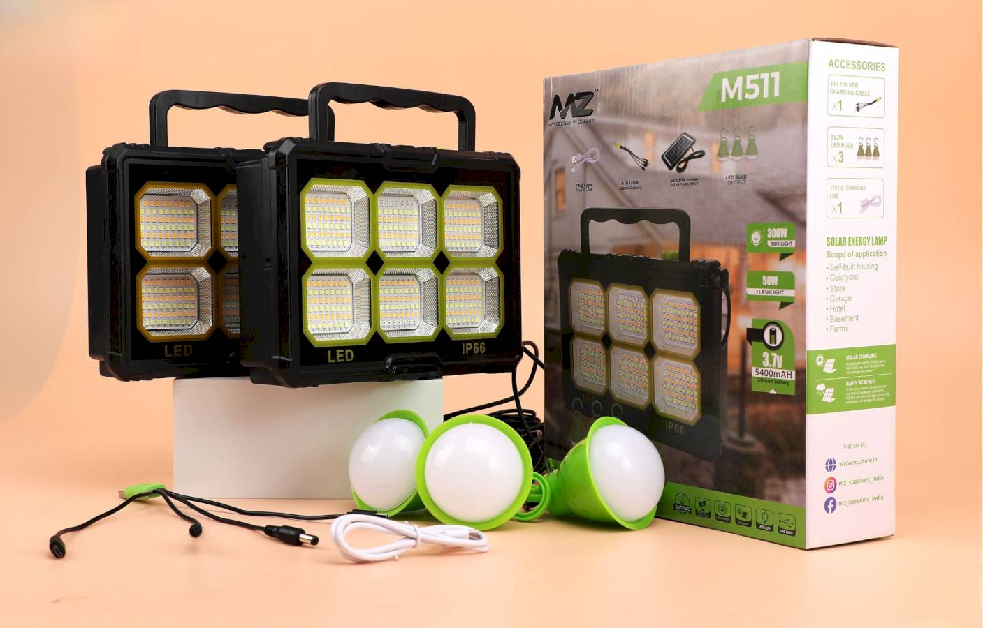 MZ M511 Mini Solar Light Portable Inverter with 3 Bulbs, 6 hrs Torch Emergency Light