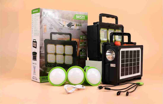 MZ M511 Mini Solar Light Portable Inverter with 3 Bulbs, 6 hrs Torch Emergency Light