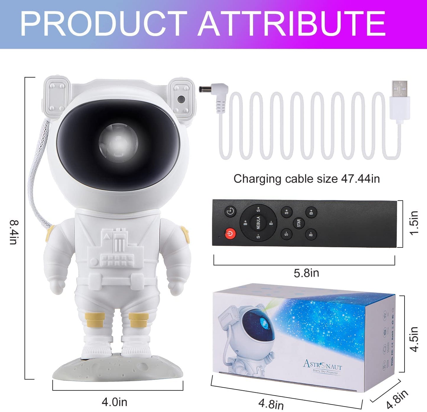 Astronaut Galaxy Projector Light for Bedroom with Remote Control and Timer